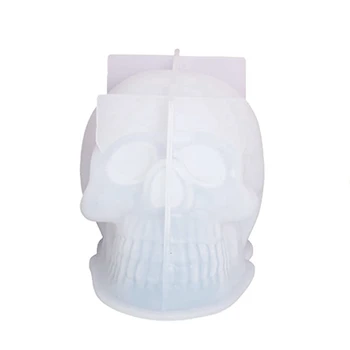 Силиконовая форма с черепом На Хэллоуин, форма для свечей с черепом, Большая форма из смолы с черепом для свечей, Эпоксидная смола для изготовления мыла своими руками