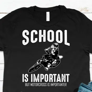 Школа важна Мотоциклы Важнее Скоростные гонки Экстремальный велосипед Саркастическая цитата Забавная футболка Пот