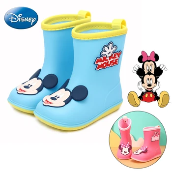 Детская непромокаемая обувь Disney с Микки и Минни, Мультяшный Мальчик, Милая девочка, водонепроницаемая обувь, водонепроницаемые ботинки с круглым носком, детские противоскользящие непромокаемые ботинки