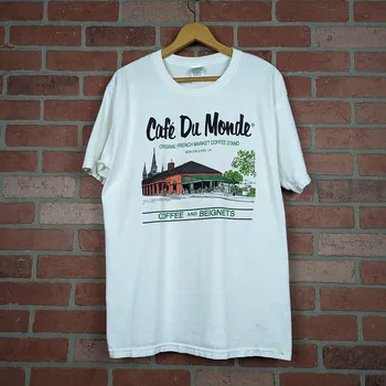 Оригинальная промо-футболка Y2k Cafe du Monde в винтажном стиле 90-х 00-х годов большого размера