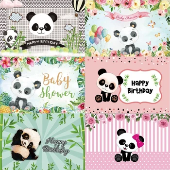 Фоновые фотографии, День рождения панды, Бамбуковый плакат с мультфильмом, Фотофоны для портретов новорожденных, Фотосессия, Фотостудия