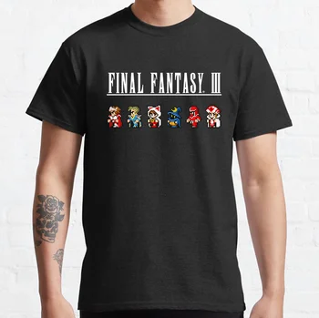 Повседневная Final Fantasy III All FF PIXEL SPRITE Видеоигры Мужская рубашка С Круглым воротом Футболка Из Чистого Хлопка С Коротким рукавом плюс размер