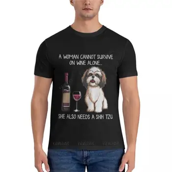 Футболка Shih Tzu and wine Funny DogClassic, мужская футболка, футболки на заказ, создайте свой собственный комплект милой одежды, мужские футболки