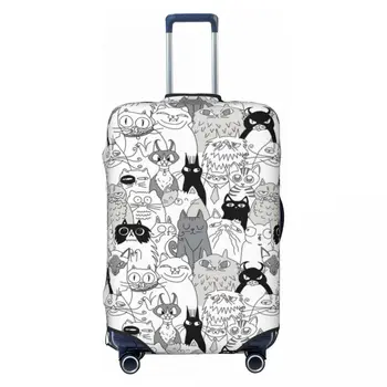 Чехол для чемодана с рисунком Cat Society, забавные животные, повторяющийся узор, эластичная защита аксессуаров для багажа во время отпуска