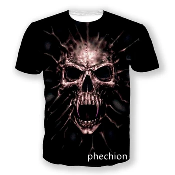 phechion, новая мода, мужчины/Женщины, дьявол, призрак, череп, повседневная футболка с 3D принтом и коротким рукавом, спортивные летние топы в стиле хип-хоп, L99