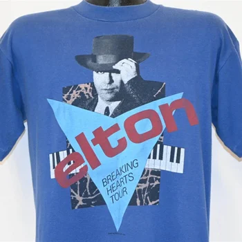 Концертная футболка Everybody's Restless 80-х Elton John Breaking Hearts Tour 1984 Средний размер