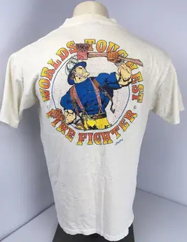 Футболка Vtg 1994 No Fire с самым крутым пожарным в мире, бежево-голубая, с вереском, США
