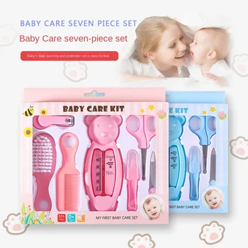 Комбинированный набор для ухода за ребенком из 7 предметов, измеритель температуры воды для младенцев, детские безопасные кусачки для ногтей, расческа-щетка