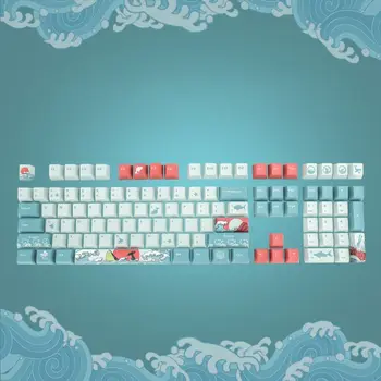 Сублимационный краситель с 5 сторонами, 108 клавиш, OEM-колпачки для ключей из PBT, полный набор механических клавиатурных колпачков для ключей Ukiyo-e Sea Keycaps