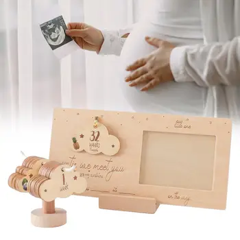 Детская фоторамка Деревянный прочный декор для детской комнаты для мамы, папы, подарки для беременных, настольная доска для показа фотографий для вечеринки по раскрытию пола