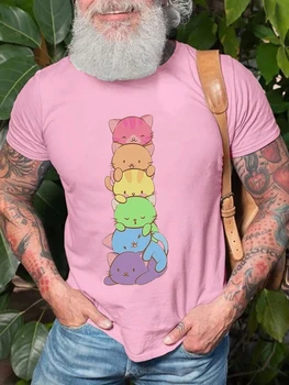 2023 Летняя мужская повседневная футболка с круглым вырезом и коротким рукавом с принтом, мужская футболка Pride Cat Pure, футболка с 3D-принтом