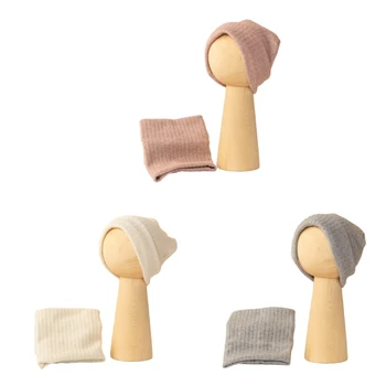 2 шт./компл. Однотонная шапка-шарф из искусственного хлопка, шапочка с шарфом в тон и удобная повязка на голову для младенцев