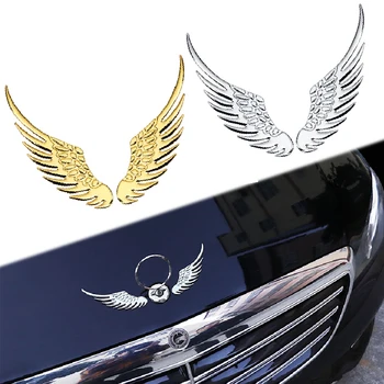 Wooeight 2x Angel Wing Забавная 3D наклейка на автомобиль Значок Эмблема Наклейка Водонепроницаемая Хромированная наклейка на эмблему автомобиля Наклейка на корпус с логотипом автомобиля