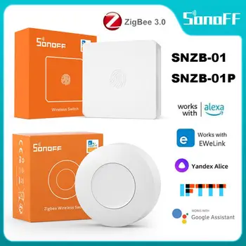 Беспроводной переключатель SONOFF Zigbee SNZB-01 /01P Smart Scene с двусторонним управлением Кнопочным устройством через eWeLink для работы 