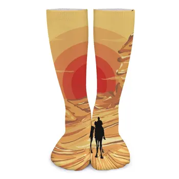 Носки для каравана в пустыне Корейские Чулки с принтом красного заката Пара удобных носков для скалолазания Осенние Нескользящие носки на заказ