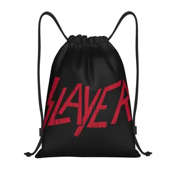 Изготовленная на заказ сумка с буквенным принтом Heavy Metal Rock Slayers на шнурке для женщин и мужчин, легкий спортивный рюкзак для хранения в тренажерном зале