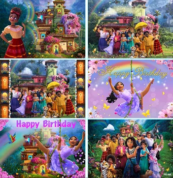 Очаровательный фон для фотосъемки Disney Encanto Фон для фотосъемки на День рождения девочек Волшебный баннер для всего дома на заказ, реквизит для фотосъемки