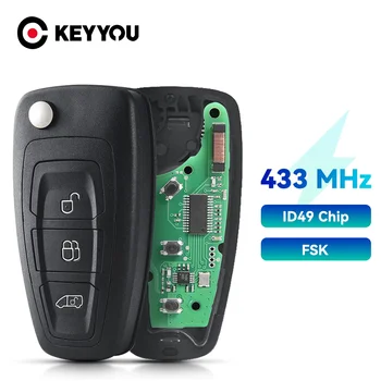 KEYYOU Автомобильный Ключ Дистанционного управления Подходит Для Ford Transit Toureo ID49 С Чипом 433 МГц GK2T-15K601-AB A2C94379403 Сменный Откидной Ключ