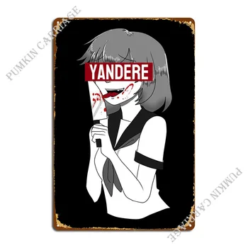 Металлические знаки Yandere Anime Girl Гаражные таблички Кухня Кинотеатр Жестяная вывеска Плакат