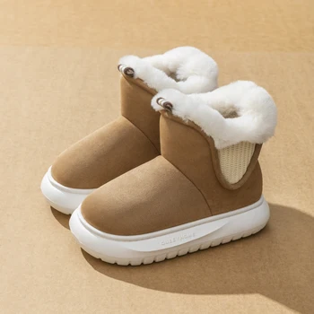 Lucyever / 2024, Новые женские зимние ботинки на массивной платформе, 2024, Зимняя хлопковая обувь из плотного плюша, женские нескользящие ботильоны на теплом меху
