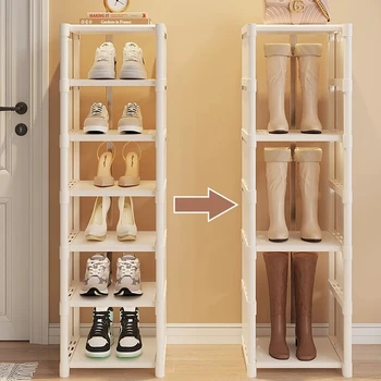 Многослойный штабелируемый обувной шкаф, простая стойка для хранения обуви, компактный органайзер для кроссовок, угловая полка для обуви у входа