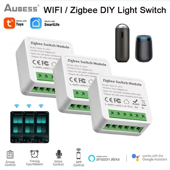 ZigBee/WIFI Tuya Mini Smart Switch 1/2/3/4 Банды Zigbee3.0 Приложение Голосовой Модуль Дистанционного Управления Коммутатором С Amazon Alexa И Google