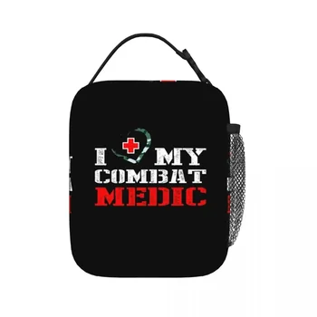 Army I Love My Combat Medic Camo Design Изолированная сумка для ланча, Сменная сумка для пикника, Термосумка для ланча для женщин, работы, детей, школы