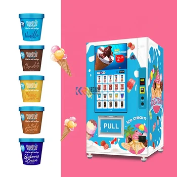 24-часовой автоматический комбинированный торговый автомат по продаже твердого мороженого, йогуртов, замороженных продуктов