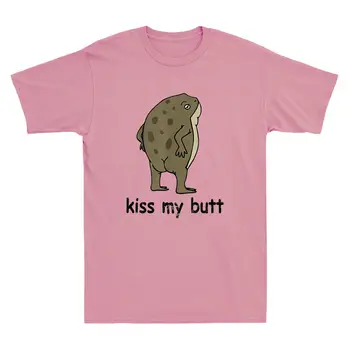 Поцелуй меня в задницу Зеленая лягушка Забавный лягушачий мем С юмористическими высказываниями Подарки Винтажная мужская футболка