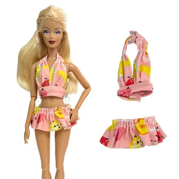 Купальник ручной работы NK 1/6 для куклы, одежда для плавания, платье-бикини, Топы, юбка, пляжная одежда для куклы Барби, Аксессуары