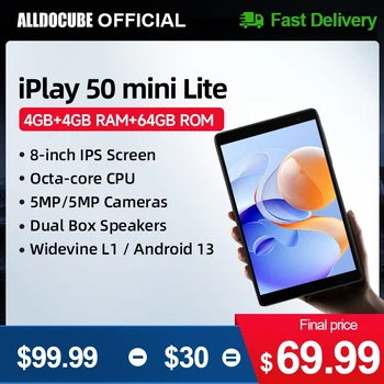 Alldocube iPlay50 Mini Lite Планшет Android 13 8 дюймов Widevine L1 Виртуальная память 4 ГБ + 4 ГБ ОЗУ + 64 ГБ ПЗУ Аккумулятор 4000 мАч 5G WiFi