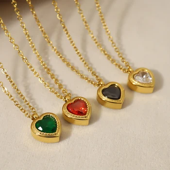 Дикие И СВОБОДНЫЕ Модные ожерелья с подвеской в виде сердца из нержавеющей стали с цирконием для женщин, простые классические цепочки, ювелирные изделия для ожерелья