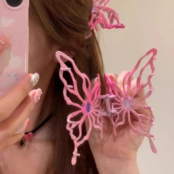 Полый Зажим для волос в виде бабочки Красочные Заколки в Корейском стиле Для девочек Градиентный Захват в виде бабочки Аксессуары для волос