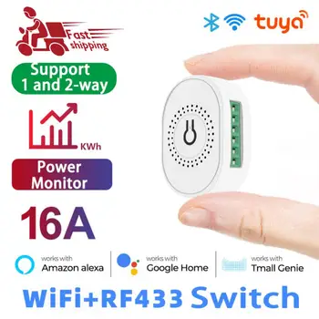 Tuya 16A Wifi + RF 433 Мини-Переключатель С Выключателем Питания Двухстороннее Реле Таймера Smart Life Breaker Работает С Alexa Home