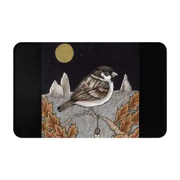 Balquhain Sparra 3D Мягкий Нескользящий Коврик Коврик Для Ног Воробей Ночь Луна Маятник Драгоценный Камень Обнажение Скал Листья Дуб Трава