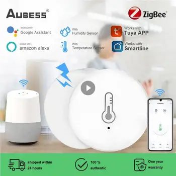 Умный Датчик температуры и влажности Tuya ZigBee 3.0 Приложение Tuya Smart Life с Дистанционным управлением Работает С Alexa Google Home Assistant