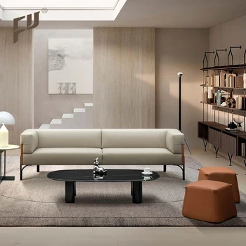 Фабрика Фошань Поставляет оптовую скидку Современный дизайн Кожаный офисный диван для ожидания 3 местный