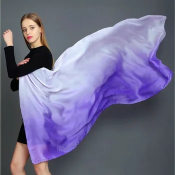 110 * 190 см, красочный градиент, женский шелковый шарф, шаль, развевающийся шарф для танца живота, вуаль