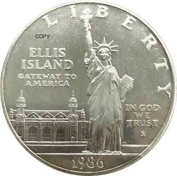 Копировальная монета Статуи Свободы за 1 доллар США 1986 года из серебра с мельхиоровым покрытием