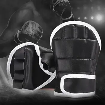 Боксерские перчатки из искусственной кожи, новые боксерские тренировочные перчатки для свободного боя с половиной пальца, боевые перчатки для кикбоксинга