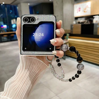 Модный браслет в форме сердца, складной чехол для телефона Samsung Z Flip 5 4 3, чехол для защиты от падения из искусственной кожи