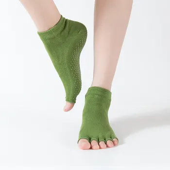 Новые женские носки для йоги с пятью пальцами, силиконовый нескользящий носок с пятью пальцами, без спинки, Балетный тренажерный зал, спортивные комфортные хлопчатобумажные носки