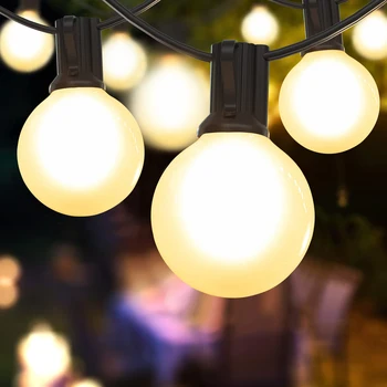 Подключаемый светодиодный светильник-гирлянда G40 Водонепроницаемый 25 футов 50 футов Матовый белый сказочный светодиодный светильник-гирлянда для свадебного декора на заднем дворе во внутреннем дворике