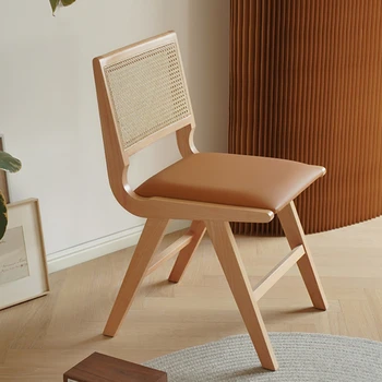 Кресло из ротанга с мягкой сумкой, косметическое кресло, простой бытовой ретро-стул без подлокотников