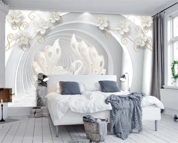 Пользовательские обои 3D фотообои лебедь ювелирные изделия цветочный фон стены обои для гостиной спальни фотообои papel de parede обои