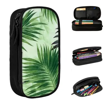 Тропический пенал из пальмовых листьев, модный Гавайский экзотический пенал для ручек, студенческая сумка для школьных принадлежностей большой емкости, пеналы на молнии