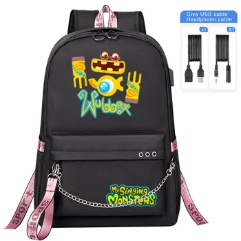 Рюкзак с мультяшным принтом My Singing Monsters Wubbox 2023, Новый Детский Студенческий рюкзак, школьная сумка для мальчиков-подростков большой емкости USB