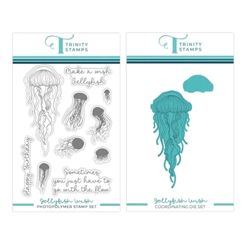 Tri S New 2023 Jellyfish Wish Штампы для резки металла Трафареты для скрапбукинга для изготовления бумаги Рамка для Тиснения Открытка Набор прозрачных штампов