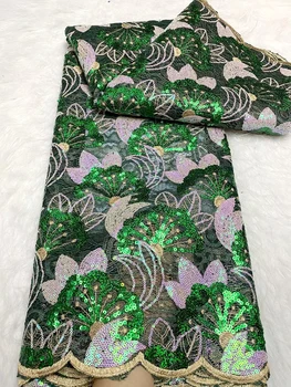 Роскошная африканская тюлевая кружевная ткань с пайетками 2023 Новое поступление Высококачественное вышитое французское кружево Нигерийское вечернее платье