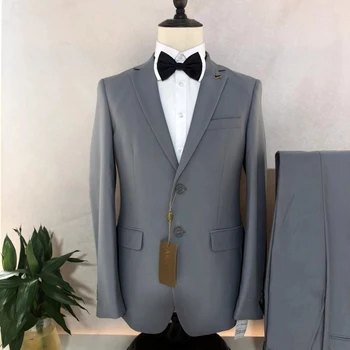 Новый мужской комплект 2023 года, деловой, для пожилых людей, серебристо-серый, для вечеринки, для офиса, для свадьбы, комплект из двух предметов (куртка + брюки)